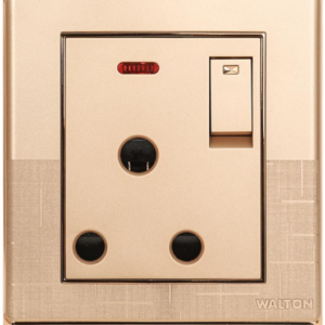 Walton Gang Switch 15 A 3 Pin Round Socket with Switch Fiona Series